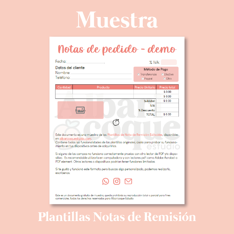 Muestra Plantillas Nota de Remisión