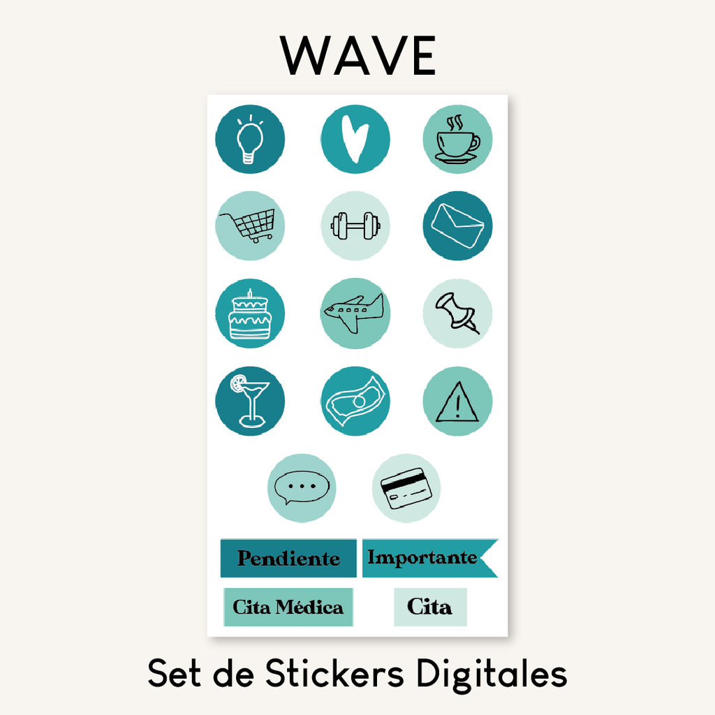 Set Stickers Digitales Cool