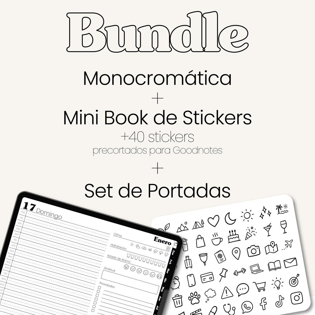 Bundle Monocromática 2027 + Minibook Stickers